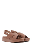 Women's Tan Ankle Strap Comfort Sandals | Derimod Women's Tan Ankle Strap Comfort Sandals | Derimod