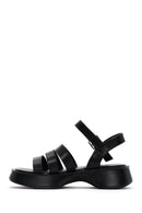 Women's Black Ankle Strap Thick Soled Comfort Sandals | Derimod Women's Black Ankle Strap Thick Soled Comfort Sandals | Derimod
