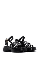 Women's Black Ankle Strap Thick Soled Comfort Sandals | Derimod Women's Black Ankle Strap Thick Soled Comfort Sandals | Derimod