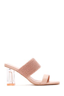 Women's Pink Transparent Heeled Slippers | Derimod Women's Pink Transparent Heeled Slippers | Derimod