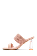 Women's Pink Transparent Heeled Slippers | Derimod Women's Pink Transparent Heeled Slippers | Derimod