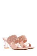 Women's Pink Transparent Heeled Slippers | Derimod Women's Pink Transparent Heeled Slippers | Derimod