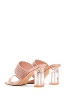 Women's Pink Transparent Heeled Slippers | Derimod Women's Pink Transparent Heeled Slippers | Derimod