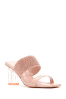 Women's Pink Transparent Heeled Slippers | Derimod Women's Pink Transparent Heeled Slippers | Derimod