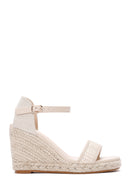 Women's Beige Ankle Strap Wedge Heeled Espadrille | Derimod Women's Beige Ankle Strap Wedge Heeled Espadrille | Derimod