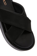 Women's Black Thick Soled Slippers | Derimod Women's Black Thick Soled Slippers | Derimod