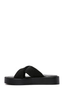 Women's Black Thick Soled Slippers | Derimod Women's Black Thick Soled Slippers | Derimod