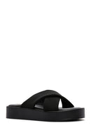 Women's Black Thick Soled Slippers | Derimod Women's Black Thick Soled Slippers | Derimod