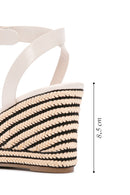 Women's Beige Ankle Strap Wedge Heeled Sandals | Derimod Women's Beige Ankle Strap Wedge Heeled Sandals | Derimod