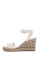 Women's Beige Ankle Strap Wedge Heeled Sandals | Derimod Women's Beige Ankle Strap Wedge Heeled Sandals | Derimod