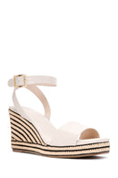 Women's Beige Ankle Strap Wedge Heeled Sandals | Derimod Women's Beige Ankle Strap Wedge Heeled Sandals | Derimod