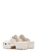 Women's White Jelly Thick Soled Slippers | Derimod Women's White Jelly Thick Soled Slippers | Derimod
