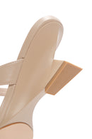 Women's Beige Medium Heeled Slippers | Derimod Women's Beige Medium Heeled Slippers | Derimod