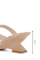 Women's Beige Medium Heeled Slippers | Derimod Women's Beige Medium Heeled Slippers | Derimod