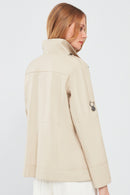 Luisa Women's Beige Oversize Leather Coat | Derimod Luisa Women's Beige Oversize Leather Coat | Derimod
