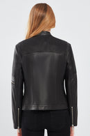 Milano Women's Black Short Leather Jacket | Derimod Milano Women's Black Short Leather Jacket | Derimod