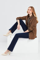 Western Women's Brown Shirt Style Suede Leather Jacket | Derimod Western Women's Brown Shirt Style Suede Leather Jacket | Derimod
