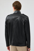Alvarez Men's Black Leather Coat | Derimod Alvarez Men's Black Leather Coat | Derimod