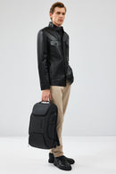 Alvarez Men's Black Leather Coat | Derimod Alvarez Men's Black Leather Coat | Derimod
