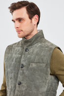 Isko Men's Gray Suede Leather Vest | Derimod Isko Men's Gray Suede Leather Vest | Derimod