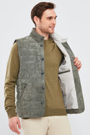 Isko Men's Gray Suede Leather Vest | Derimod Isko Men's Gray Suede Leather Vest | Derimod