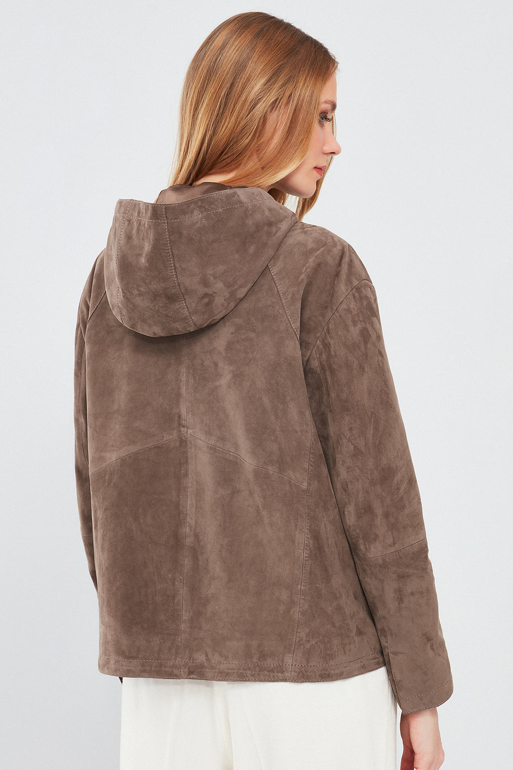 Rosy Kadın Vizon Oversize Süet Deri Ceket