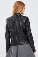 Julia Women's Black Short Leather Jacket | Derimod Julia Women's Black Short Leather Jacket | Derimod