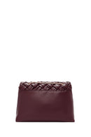 Women's Burgundy Long Chain Strap Braided Crossbody Bag | Derimod Women's Burgundy Long Chain Strap Braided Crossbody Bag | Derimod