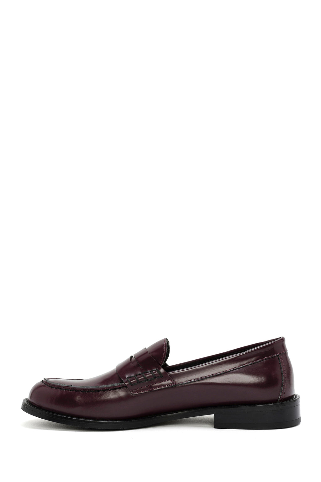 Kadın Bordo Deri Maskülen Loafer