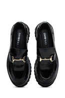 Kadın Siyah Toka Detaylı Rugan Deri Maskülen Loafer | Derimod Kadın Siyah Toka Detaylı Rugan Deri Maskülen Loafer | Derimod