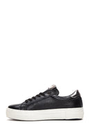 Kadın Siyah Bağcıklı Deri Sneaker | Derimod Kadın Siyah Bağcıklı Deri Sneaker | Derimod