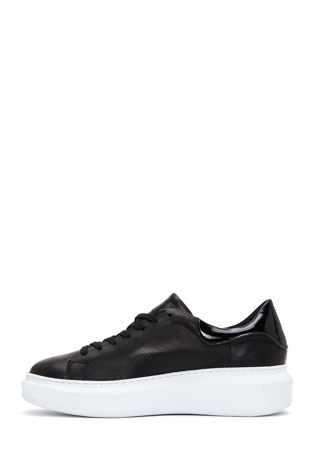 Kadın Siyah Bağcıklı Kalın Taban Deri Sneaker