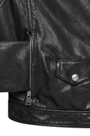 Blondy Women's Black Double Breasted Leather Jacket | Derimod Blondy Women's Black Double Breasted Leather Jacket | Derimod