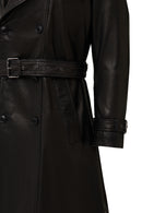 Bellingham Erkek Siyah Oversize Deri Trençkot | Derimod Bellingham Erkek Siyah Oversize Deri Trençkot | Derimod