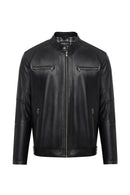 Alanzo (Plus) Men's Black Leather Jacket | Derimod Alanzo (Plus) Men's Black Leather Jacket | Derimod