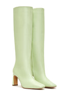 Women's Yellow Leather Heeled Boots | Derimod Women's Yellow Leather Heeled Boots | Derimod