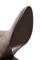 Women's Mink Suede Leather Heeled Cowboy Boots | Derimod Women's Mink Suede Leather Heeled Cowboy Boots | Derimod