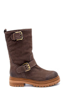 Women's Nubuck Buckle Detailed Boots | Derimod Women's Nubuck Buckle Detailed Boots | Derimod