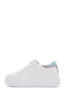 Women's White Lace-up Thick-Sole Leather Sneaker | Derimod Women's White Lace-up Thick-Sole Leather Sneaker | Derimod