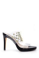 Women's Studded Detailed Heeled Slippers | Derimod Women's Studded Detailed Heeled Slippers | Derimod