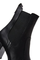 Women's Black Leather Heeled Chelsea Boots | Derimod Women's Black Leather Heeled Chelsea Boots | Derimod