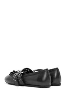 Women's Black Belted Leather Ballerina | Derimod Women's Black Belted Leather Ballerina | Derimod