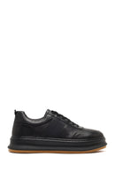 Men's Black Lace-Up Thick-Soled Leather Sneaker | Derimod Men's Black Lace-Up Thick-Soled Leather Sneaker | Derimod