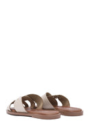 Women's Cream Leather Slippers | Derimod Women's Cream Leather Slippers | Derimod