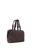 Women's Brown Long Strap Suede Shoulder Bag | Derimod Women's Brown Long Strap Suede Shoulder Bag | Derimod