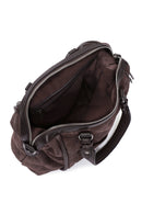 Women's Brown Long Strap Suede Shoulder Bag | Derimod Women's Brown Long Strap Suede Shoulder Bag | Derimod