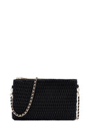 Woman Black Long Chain Strap Printed Clutch Bag | Derimod Woman Black Long Chain Strap Printed Clutch Bag | Derimod