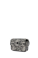 Woman Gray Long Strap Patterned Crossbody Bag | Derimod Woman Gray Long Strap Patterned Crossbody Bag | Derimod