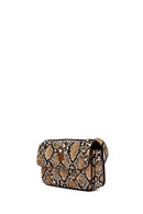 Woman Mink Long Strap Patterned Crossbody Bag | Derimod Woman Mink Long Strap Patterned Crossbody Bag | Derimod