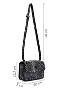 Woman Black Long Strap Patterned Crossbody Bag | Derimod Woman Black Long Strap Patterned Crossbody Bag | Derimod